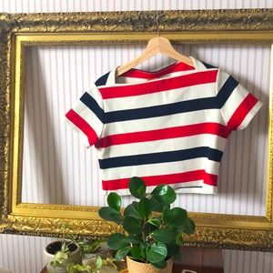 Joe fresh crop red cream navy. M